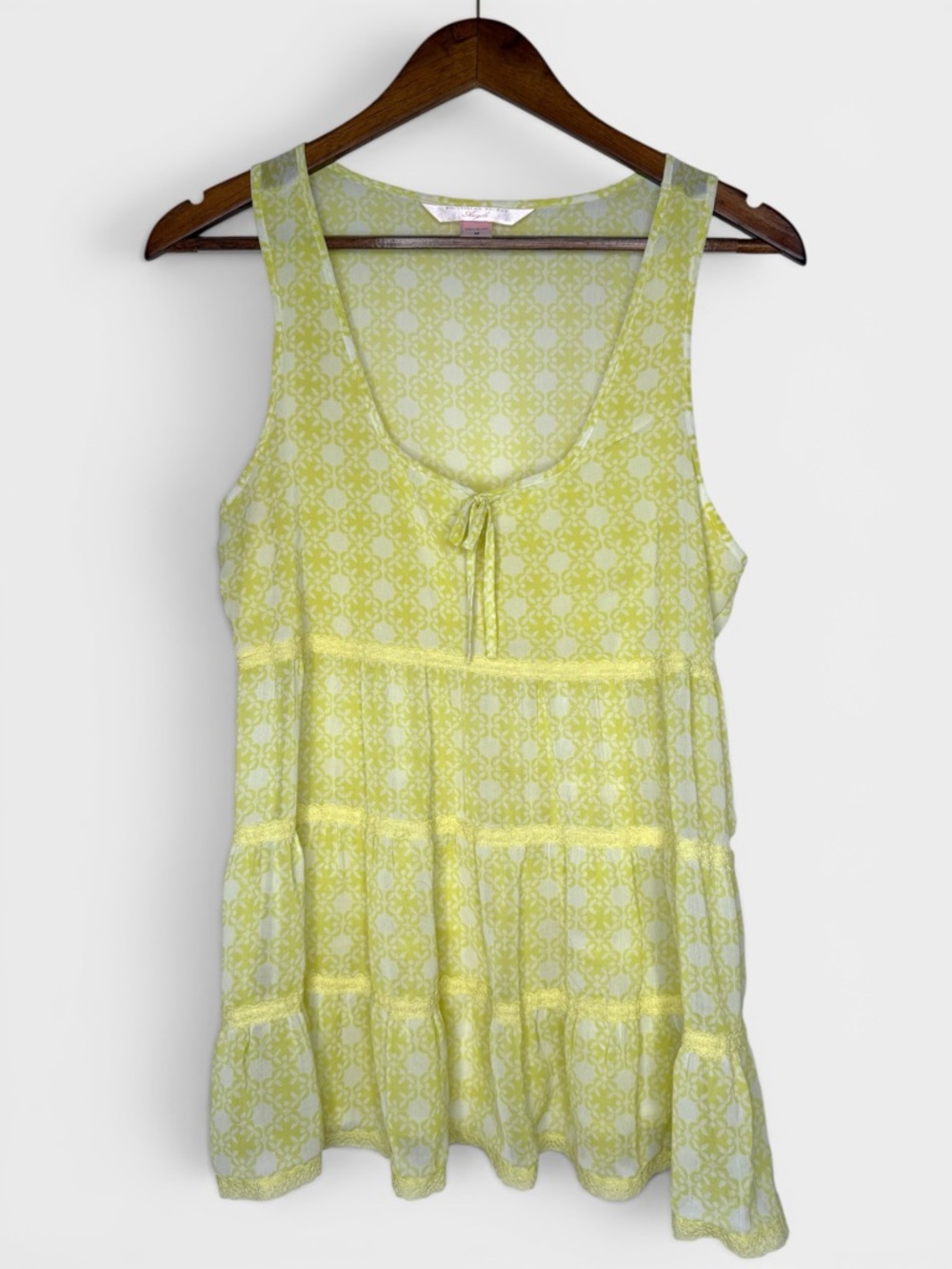 RARE Victoria Secret Angels Vintage Light Yellow Tiered Mini Dress Medium